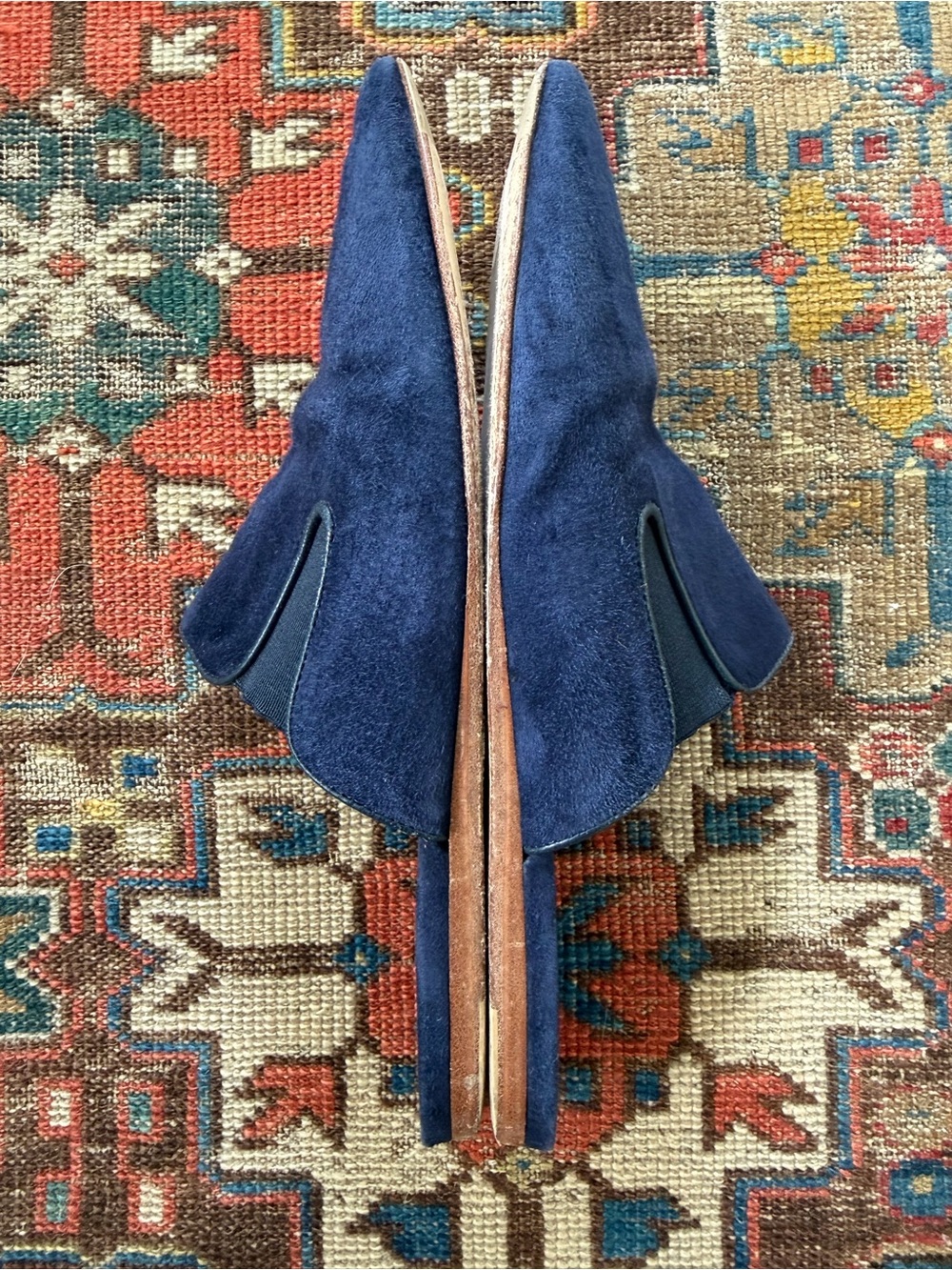 Jenni Kayne Navy Suede Pointed Slide Mules - Picture 3 of 5